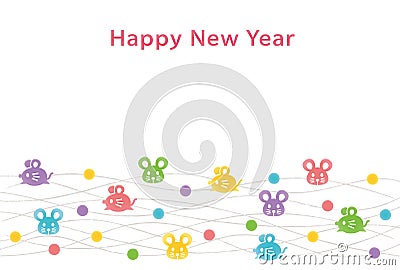 New Year`s card. The year of the mouse. Vector Illustration