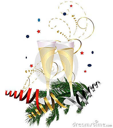 New Years Champagne Toast Vector Illustration