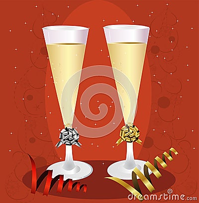 New Years Champagne Toast Vector Illustration