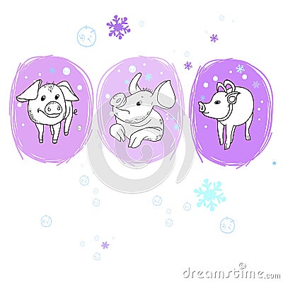 New Year`s cheerful pig Stock Photo