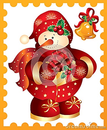 New Year's, christmas symbol . Postmark Vector Illustration