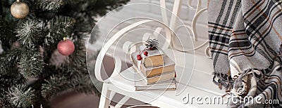 New Year's decor. andlesticks with candles Stock Photo
