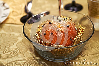 New Year's dessert, in the form of ornaments on the Christmas Stock Photo