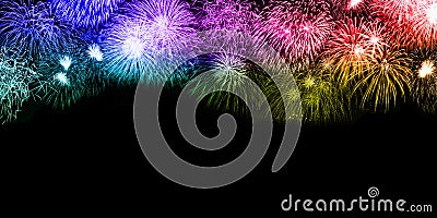 New Year`s Eve fireworks background copyspace copy space colorfu Stock Photo