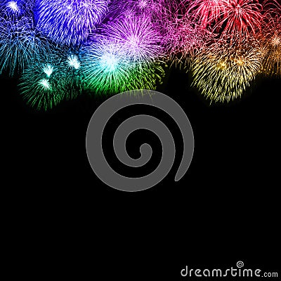 New Year`s Eve fireworks background copyspace copy space square Stock Photo