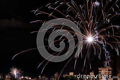 New year`s eve fireworks Stock Photo