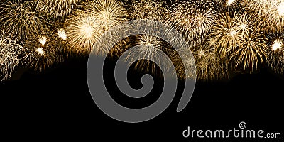 New Year`s Eve fireworks gold golden background copyspace copy s Stock Photo