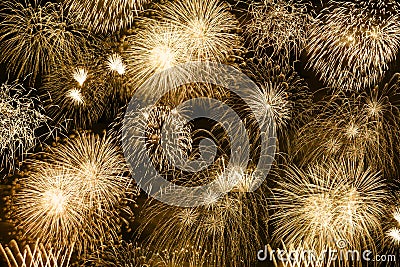 New Year`s Eve fireworks gold golden background years year firew Stock Photo