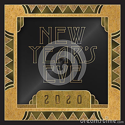 New year`s eve party invitation 2020 art deco style Stock Photo