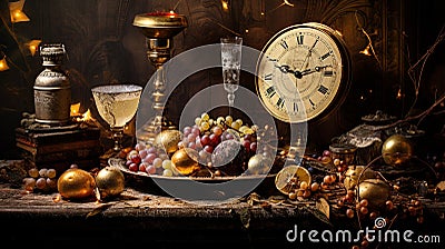 New Year's Eve, vintage still life party decoration Stock Photo
