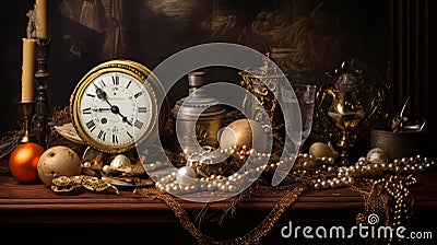 New Year's Eve, vintage still life party decoration Stock Photo