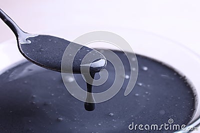 New Year`s gift, champagne and decor Stock Photo