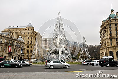 New Year`s holiday in Baku, Azerbaijan. Editorial Stock Photo