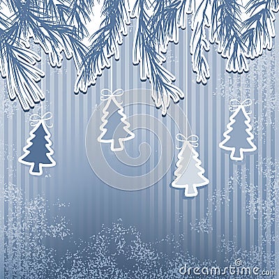 New Year's holiday with hanging tree. + EPS8 Vector Illustration