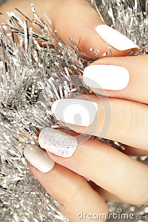 white color nails Stock Photo