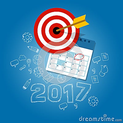 New year's resolutions illustration vector flat target calendar Vector Illustration