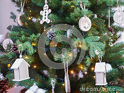 New Year`s retro decor in a homely cozy atmosphere Stock Photo