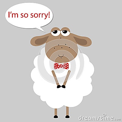 The New Year's sheep, asks forgiveness. Vector Illustration