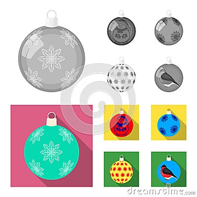 New Year s Toys monochrome,flat icons in set collection for design.Christmas balls for a treevector symbol stock web Vector Illustration