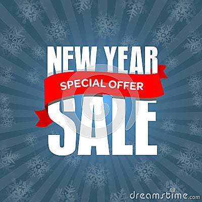 New Year sale badge, label, promo banner template. Special offer Vector Illustration