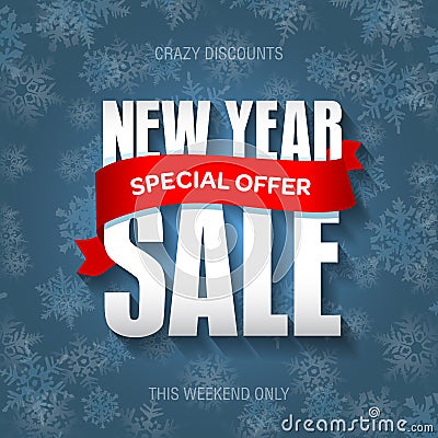 New Year sale badge, label, promo banner template. Special offer Vector Illustration