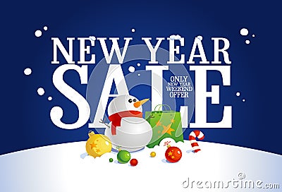 New year sale banner. Vector Illustration