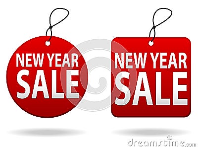 New Year Sale Tags Vector Illustration