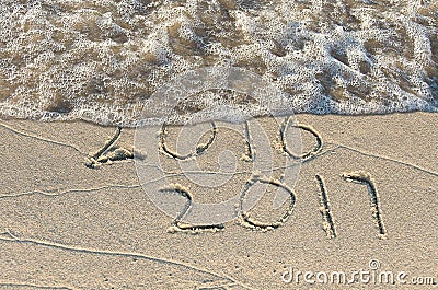 New year 2017 in sand Stock Photo