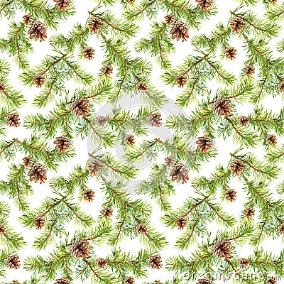 New year seamless pattern with branches of christmas tree Stock Photo