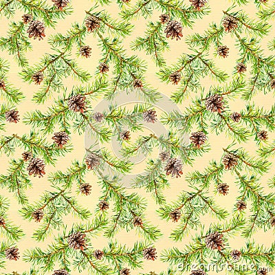 New year seamless pattern with branches of christmas tree Stock Photo