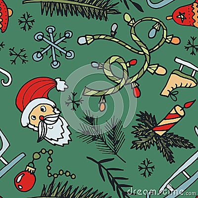 New year seamless pattern. Endless Christmas template Vector Illustration