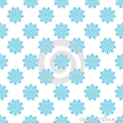 New Year seamless pattern with soft blue lacy snowflakes. Decorative festive winter background Vector Illustration