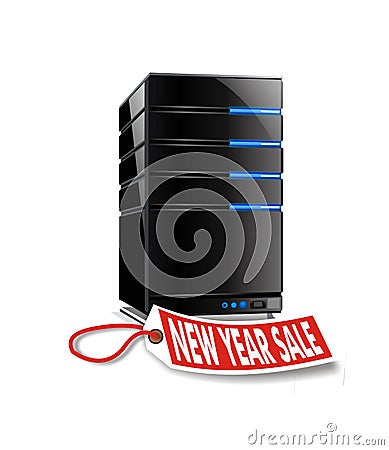 New year server for sale Vector Illustration