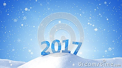 New year 2017 sign in snow drift Stock Photo