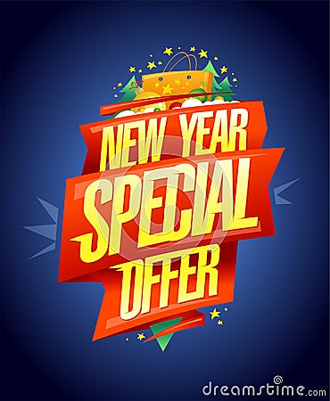 New year special offer - holiday sale banner Vector Illustration