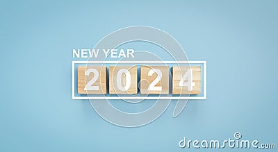 New Year 2024. Start new year 2024 with goal plan, goal concept, action plan, strategy, new year business vision. blue Stock Photo