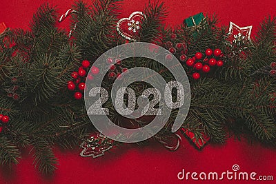 New year tamplate with red background Stock Photo