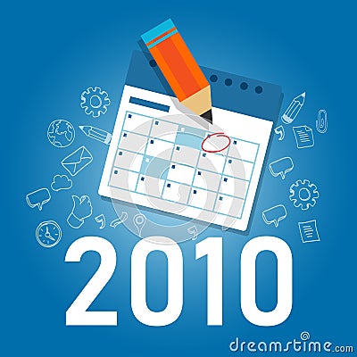 2010 new year target date calendar. Manage company or personal date reminder appointment Vector Illustration