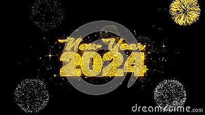 2024 New Year Text Wish On Gold Particles Fireworks Display. Stock ...