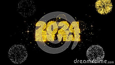 2024 New Year Text Wish on Gold Particles Fireworks Display. Stock ...