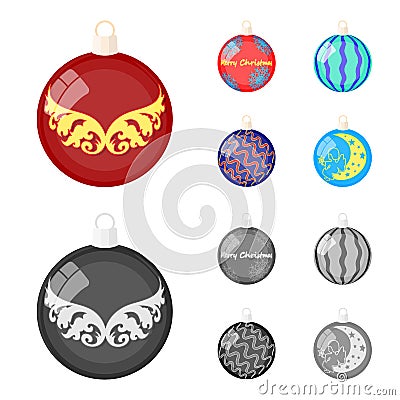New Year Toys cartoon,monochrome icons in set collection for design.Christmas balls for a treevector symbo web stock Vector Illustration