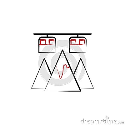 New year trip, cable car 2 colored line icon. Simple hand drawn color element illustration. cable car outline symbol design from Cartoon Illustration