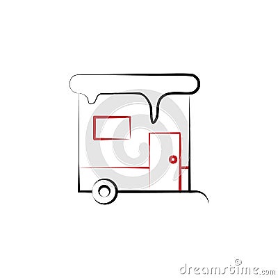 New year trip, caravan 2 colored line icon. Simple hand drawn color element illustration. caravan outline symbol design from Cartoon Illustration