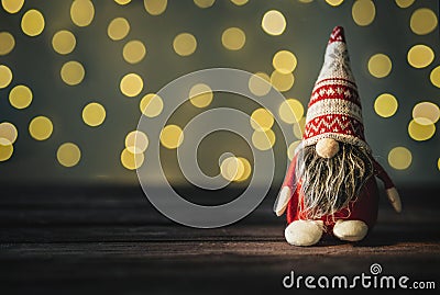 New Year's gnom with a gift Stock Photo