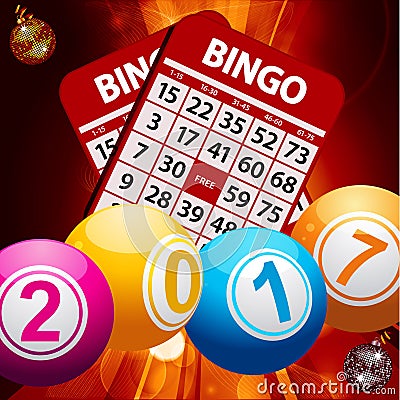 New Years bingo balls background Stock Photo