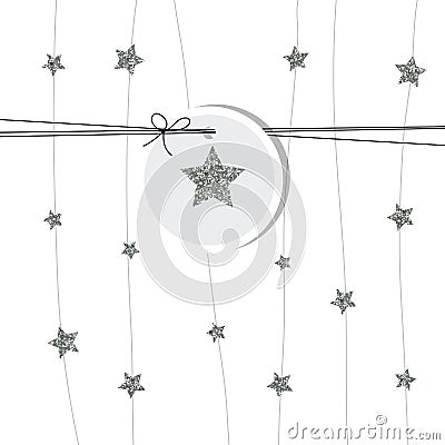 New years card 2017. Silver star Vector Illustration