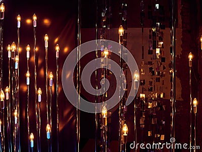 New years eve celebration background with glasses of champagne. Vintage gold Fireworks and bokeh in New Year eve and copy space. A Stock Photo