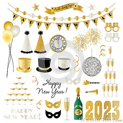 2023 New Years Eve clipart illustrations Vector Illustration