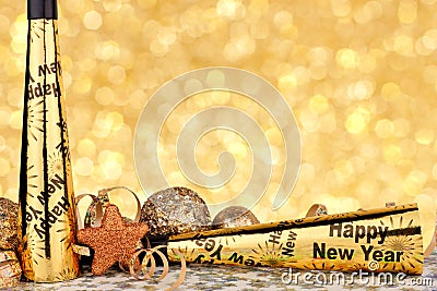 New Years Eve party border with twinkling light background Stock Photo