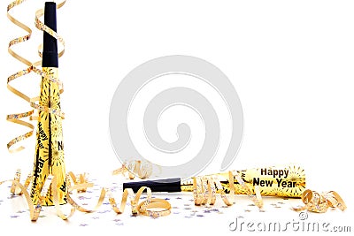 New Years Eve party noisemaker border Stock Photo